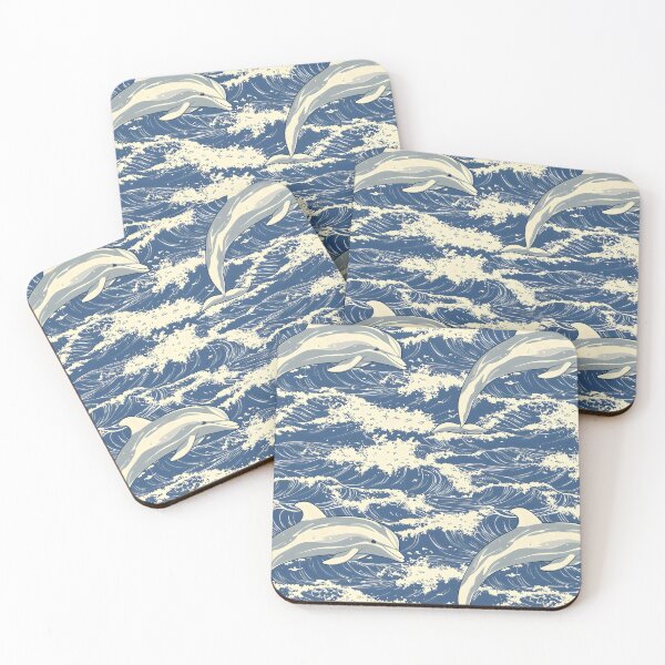 Item preview, Minimalist Dolphins Swimming in Ocean Waves designed and sold by VoyteksDesigns.