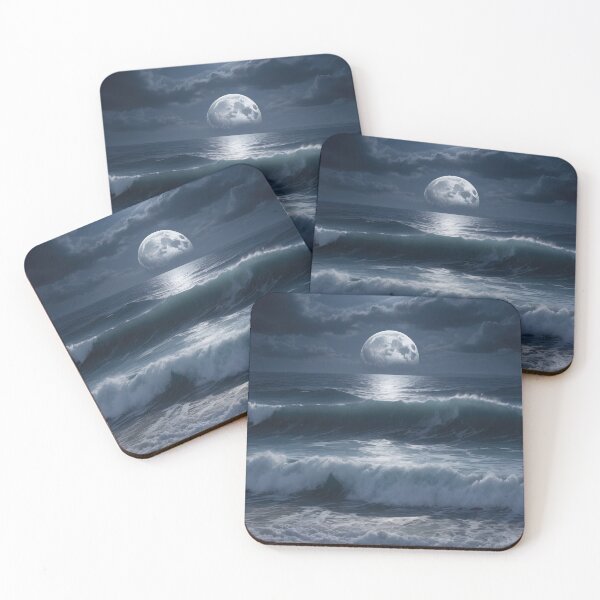 Item preview, "Moonlit Ocean Waves - Serene Night Seascape Art" designed and sold by digoarpi.