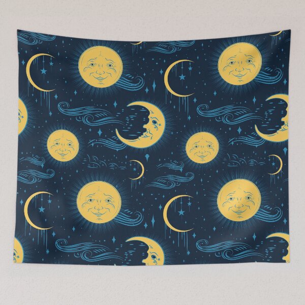 Item preview, Celestial Sun and Moon with stars repeating pattern designed and sold by Jdawnink.