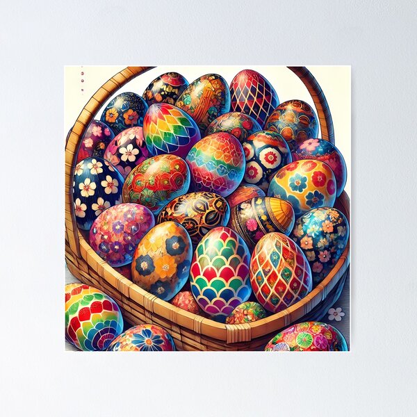 Item preview, Colorful Easter Eggs in Decorative Basket designed and sold by Lacritsa .