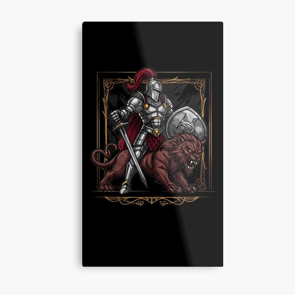 Aperçu de l'œuvre Chevalier d'acier et bête féroce créée et vendue par ZyloVibes.