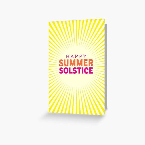 Item preview, Happy Summer Solstice Greeting with bright colors and abstract sunbeam pattern designed and sold by Jdawnink.