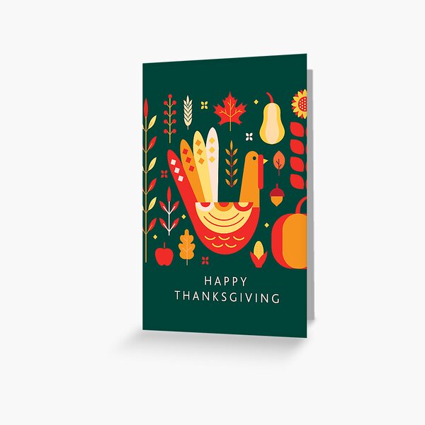 Item preview, Happy Thanksgiving greeting typography design with elegant geometric design turkey and harvest elements designed and sold by Jdawnink.