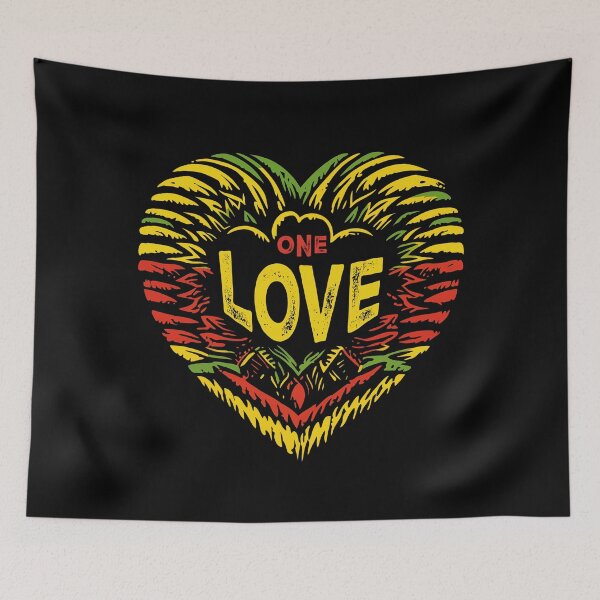 Item preview, Reggae Rasta ONE LOVE Heart Essential designed and sold by blackdogshop.