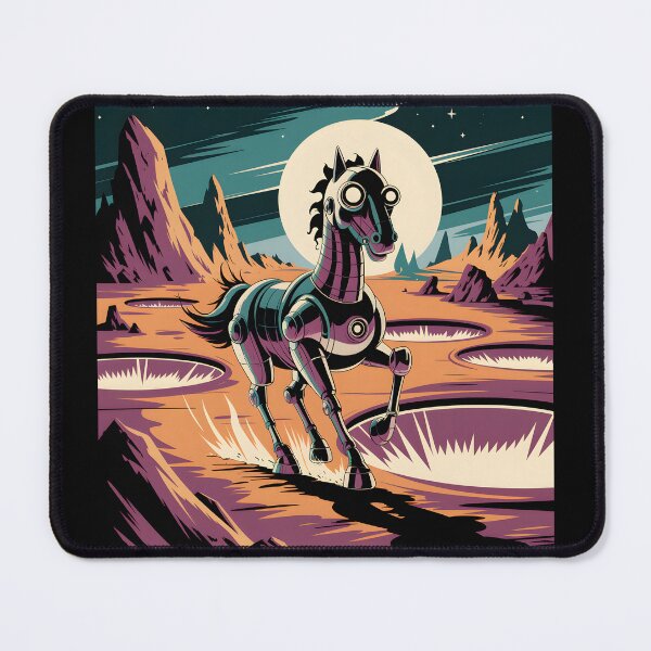 Item preview, Robot Horse on Mars Retro Sci-Fi designed and sold by Into The Rabbit Hole.