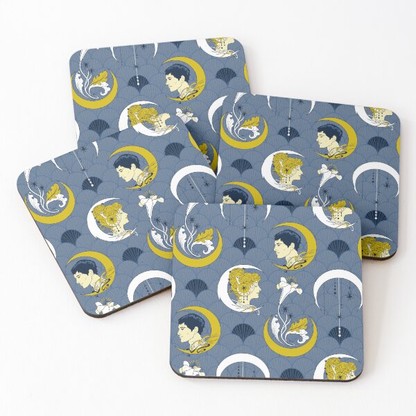 Item preview, art nouveau crescent moon - blue designed and sold by kobyakov.