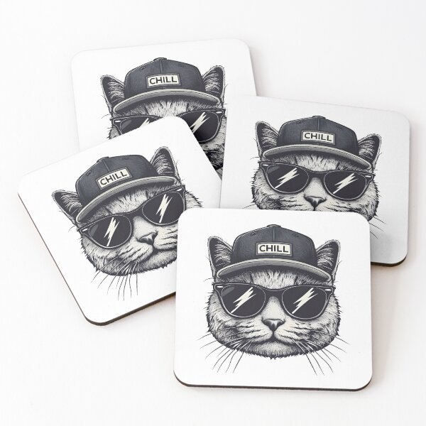 Item preview, Chill Cat - Cool Relaxed Cat Design for Cat Lovers & Pet Owners | Black and White Art designed and sold by Hype & Hue.