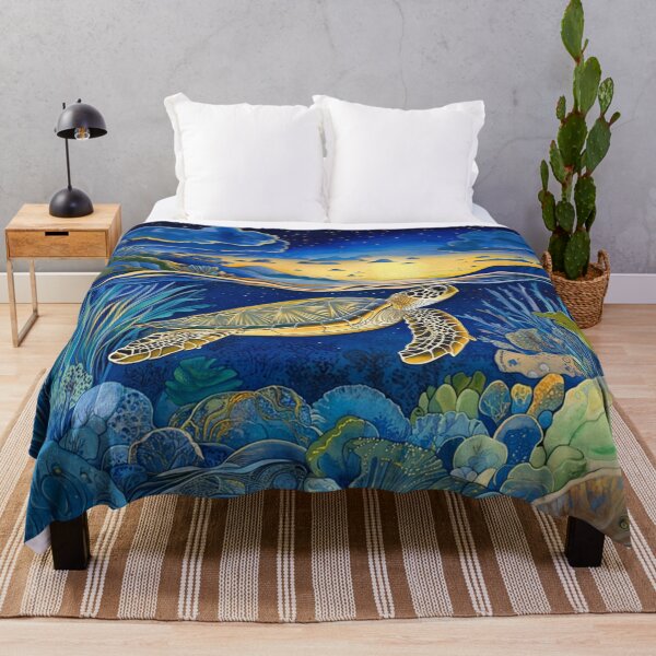 Item preview, Sea Turtle in the Ocean Surrounded by Corals Painting designed and sold by MagicalOceanArt.