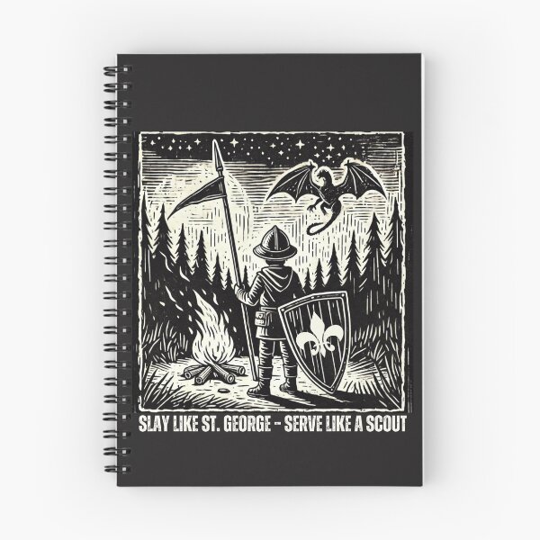 Item preview, Slay Like St George Scout Shirt Medieval Knight Camping Gift Scout Leader Tee Outdoor Courage Scout Symbolic Shield Fire designed and sold by Merchdusa.