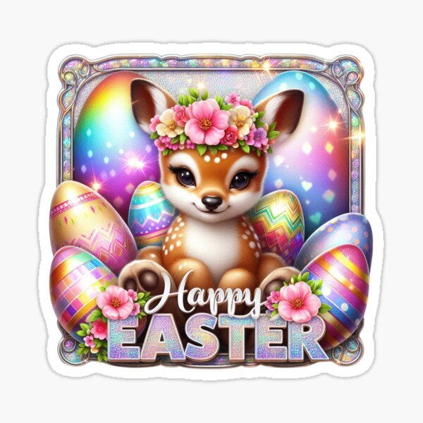 Item preview, Deer, baby, Easter, spring, eggs, rainbow, colorful designed and sold by Brilliant minds.