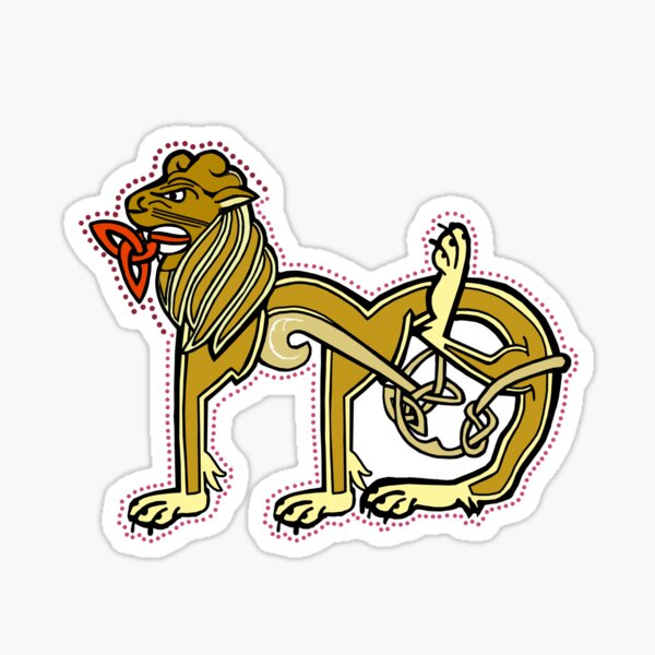 Roaring Medieval Lion Letter M Sticker