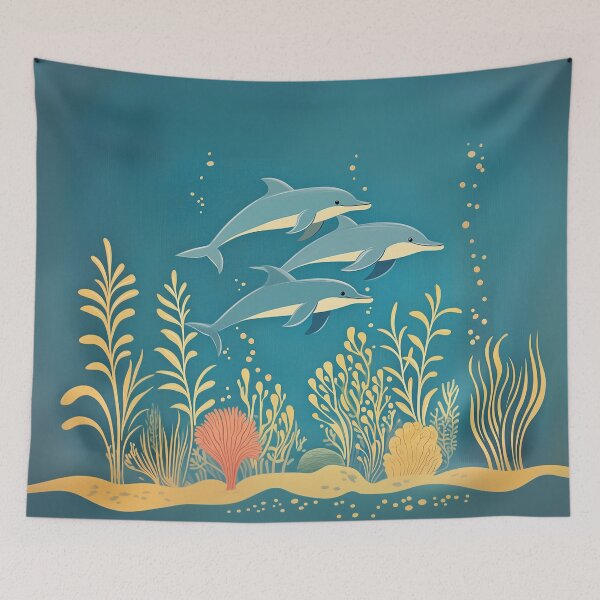Item preview, Dolphin Pod on Coral Reef designed and sold by MagicalOceanArt.