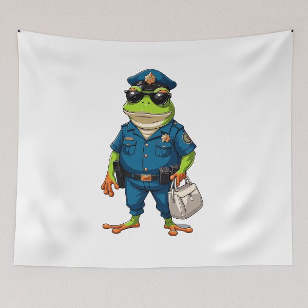 Item preview, Cool Cartoon Frog Police Officer in Uniform designed and sold by Bebrowny.