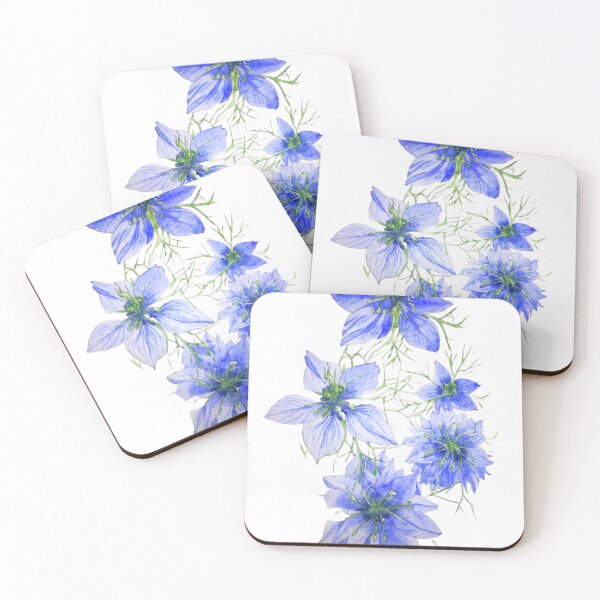 Item preview, Bright Blue love-in-a-mist watercolour painting.  designed and sold by esvb.