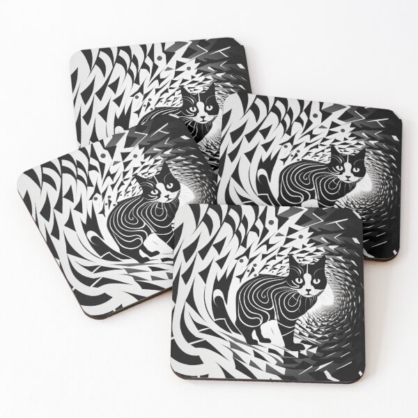 Item preview,  Abstract Cat image black & white designed and sold by Richenda.