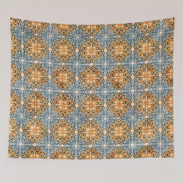 Item preview, Ceramic azulego blue and golden brown tiles from Portugal. designed and sold by claireseyeview.