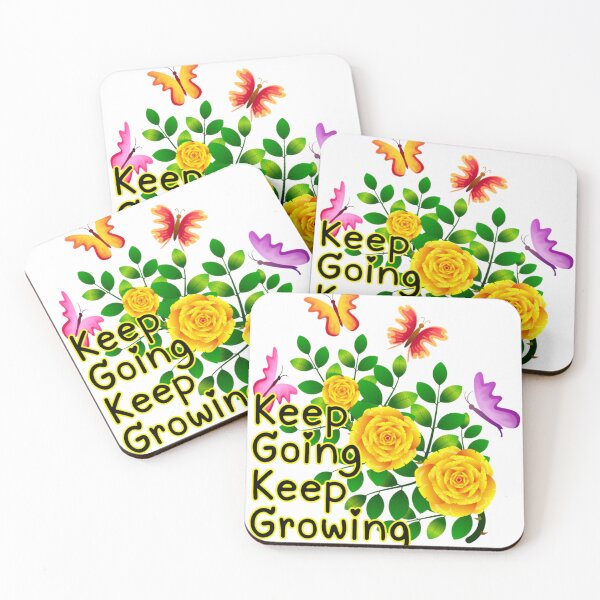 Item preview, Keep Going Keep Growing Flower Butterfly Square Quote designed and sold by bitebackcobbc.