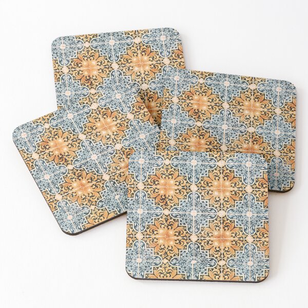 Item preview, Ceramic azulego blue and golden brown tiles from Portugal. designed and sold by claireseyeview.