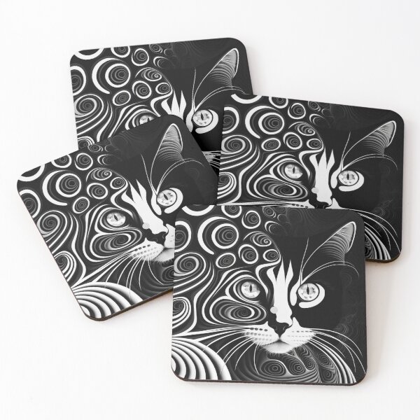 Item preview, Abstract Cat image black & white designed and sold by Richenda.
