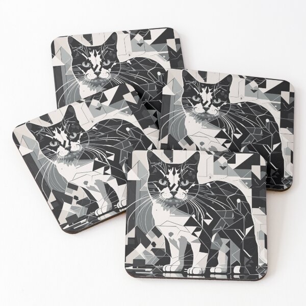 Item preview, Abstract Cat image black & white designed and sold by Richenda.