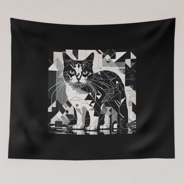 Item preview, Abstract Cat image black & white designed and sold by Richenda.