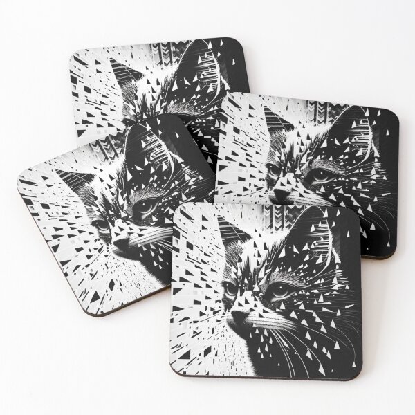 Item preview,  Abstract Cat image black & white designed and sold by Richenda.