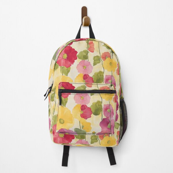 Item preview, Summer Hollyhock in Yellow, Pink, Green and Red (Seamless Pattern) designed and sold by dawnleblanc55.
