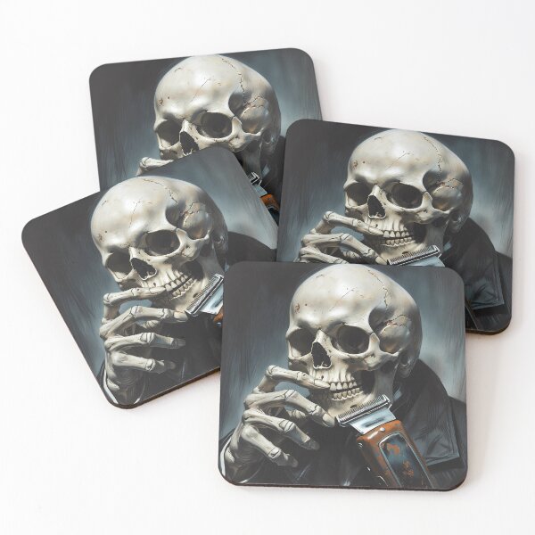 Item preview, Barber of the Undead – Skull with Barber Clippers designed and sold by KateVil.