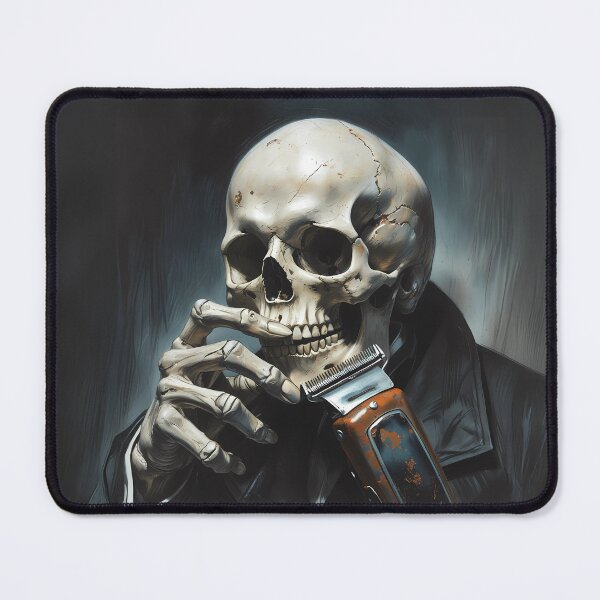 Item preview, Barber of the Undead – Skull with Barber Clippers designed and sold by KateVil.