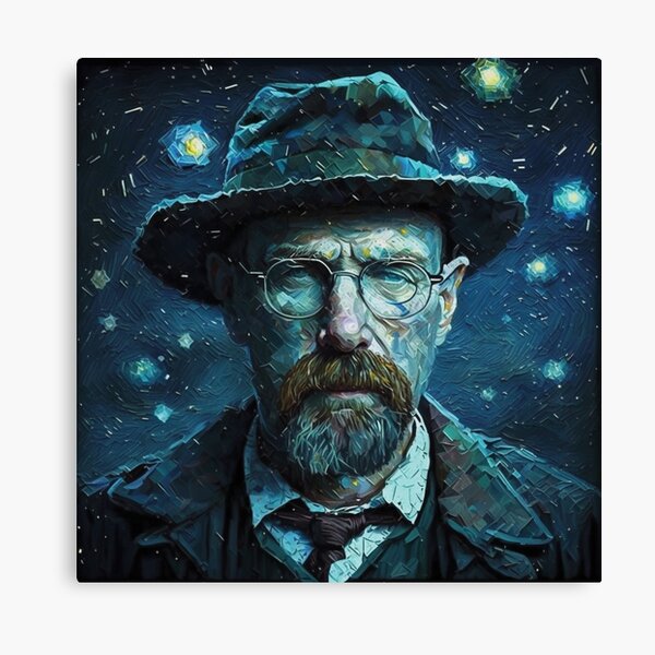 Vista previa del artículo con la obra «Rompiendo las estrellas: el retrato cósmico de Walter White», diseñado y vendido por art-noir.