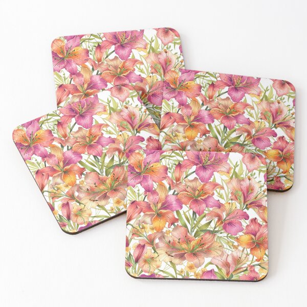 Item preview, Seamless pattern of pink and orange Lily Flowers designed and sold by CoolPixels.