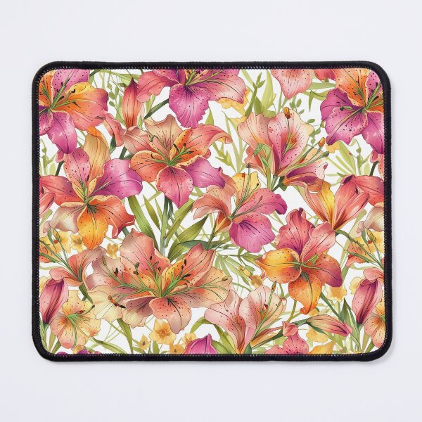 Item preview, Seamless pattern of pink and orange Lily Flowers designed and sold by CoolPixels.