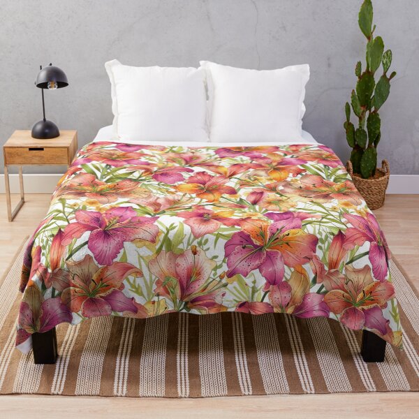 Item preview, Seamless pattern of pink and orange Lily Flowers designed and sold by CoolPixels.
