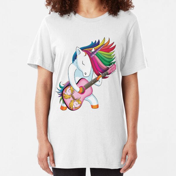 Unicorn plays Kids Acoustic Guitar Slim Fit T-Shirt