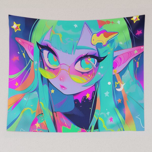 Item preview, Neon Kawaii Elf Fantasy Anime Girl designed and sold by bubblegoth.