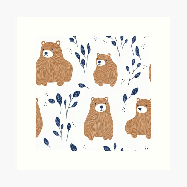 Aperçu de l'œuvre Ours bruns Branches bleues créée et vendue par mirror circus.