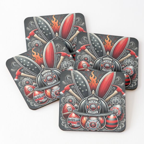 Item preview, Heroic Firefighter Easter Bunny & Maltese Cross designed and sold by Baharaby.