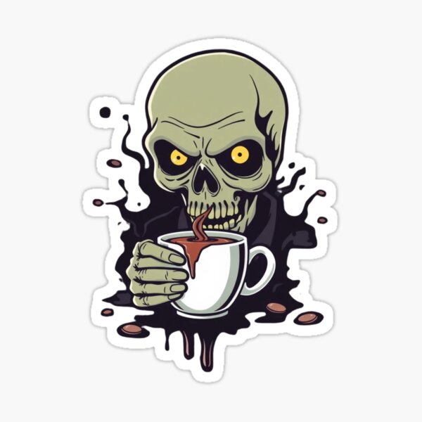Vista previa del artículo con la obra «Arte dibujado a mano de café zombi», diseñado y vendido por AuraMotivate.