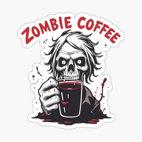 Vista previa del artículo con la obra «Diseño de serigrafía de café zombi», diseñado y vendido por AuraMotivate.