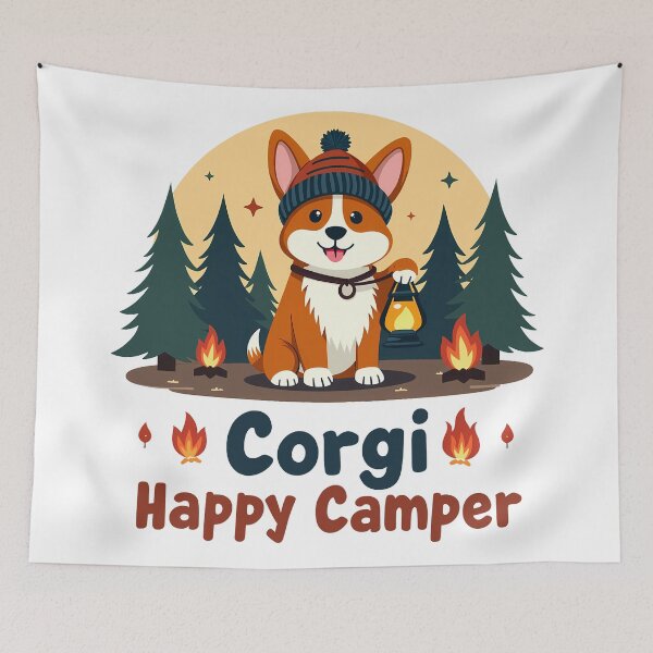 Item preview, Corgi Happy Camper – Outdoor Joy & Family-Friendly Adventure designed and sold by zoughlal.