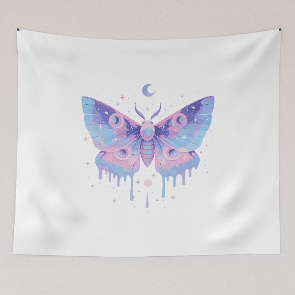 Item preview, pastel crescent moon moth designed and sold by craftyaliens.
