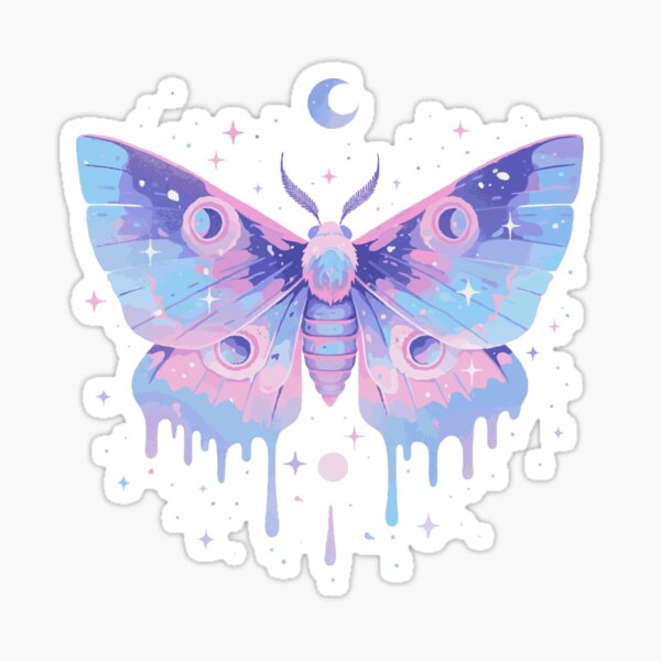 Item preview, pastel crescent moon moth designed and sold by craftyaliens.