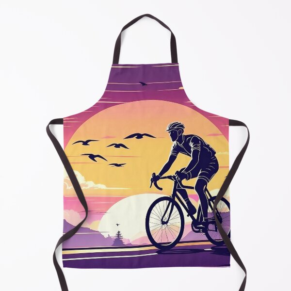 Item preview, Vintage Cyclist at Sunset - Retro Scenic Road Ride with Mountains and Birds designed and sold by Prithbyshop.