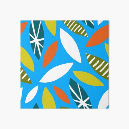 Item preview, Mid-Century Modern Tropical Abstract Leaves Pattern On Blue designed and sold by DEC02.
