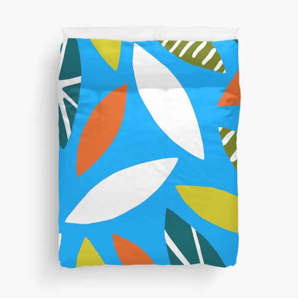 Item preview, Mid-Century Modern Tropical Abstract Leaves Pattern On Blue designed and sold by DEC02.