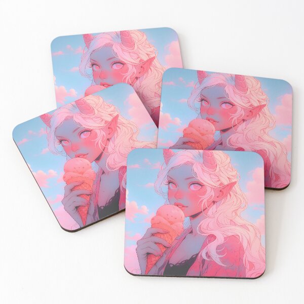 Item preview, Pastel Pink Summer Ice Cream Anime Girl designed and sold by bubblegoth.