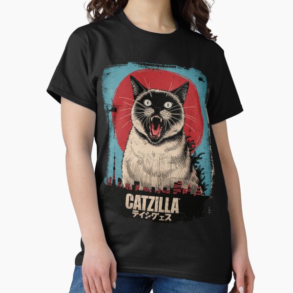 Item preview, Catzilla Roaring Cat in Tokyo Retro Distressed Design designed and sold by Damcoc.