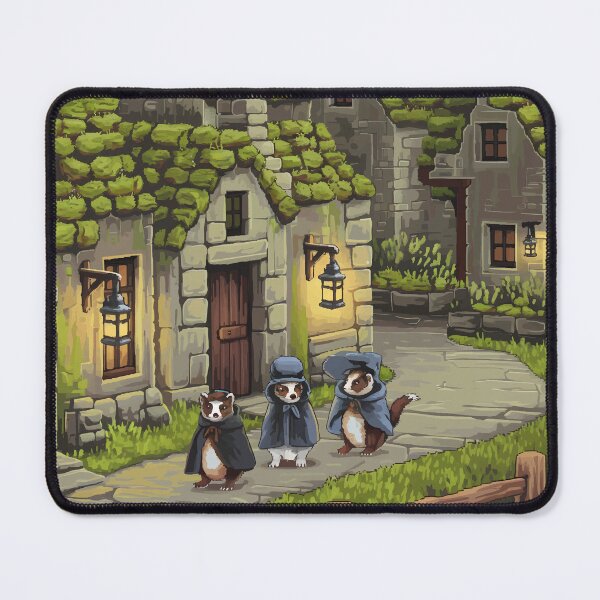 Item preview, Pixel Medieval Ferret Village – Fantasy Cottagecore Art designed and sold by NaturePixel.