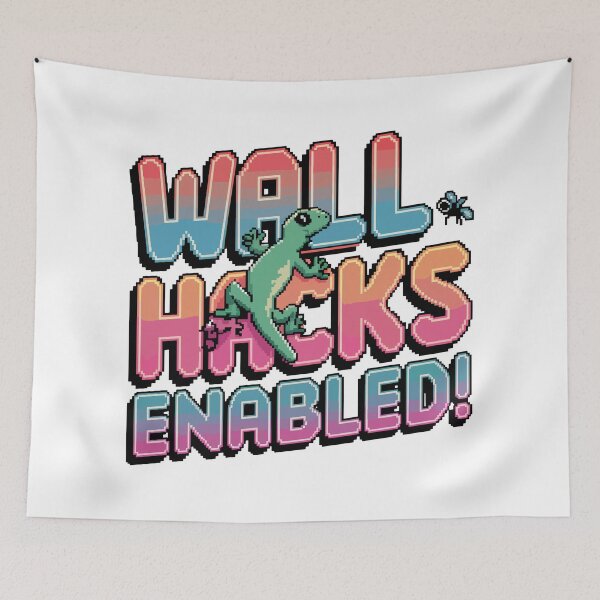 Item preview, Wall Hacks Enabled – Funny Gaming Lizard Pixel Art designed and sold by NaturePixel.
