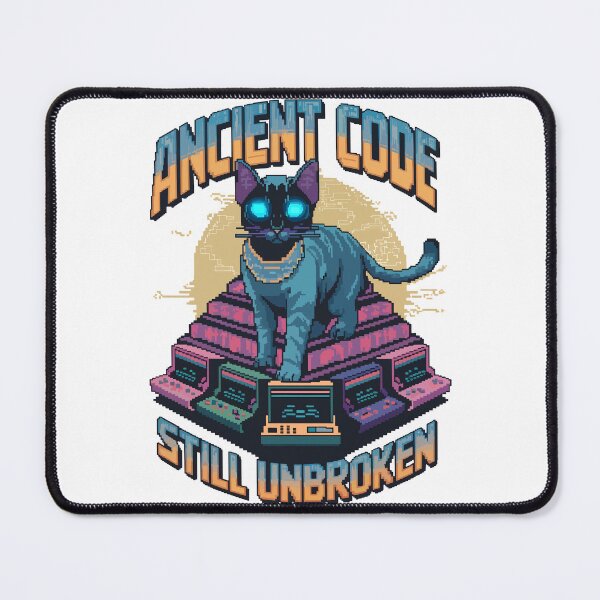 Item preview, Ancient Code Still Unbroken – Cyberpunk Pharaoh Cat Pixel Art designed and sold by NaturePixel.